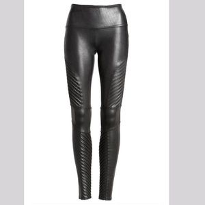 Spanx Black Faux Leather Moto Leggings Pants